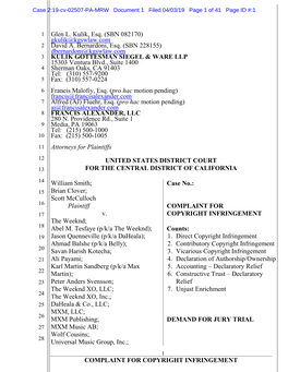 COMPLAINT for 17 V