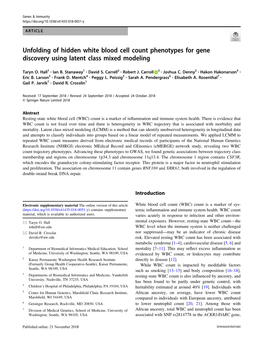 Unfolding of Hidden White Blood Cell Count Phenotypes for Gene Discovery Using Latent Class Mixed Modeling