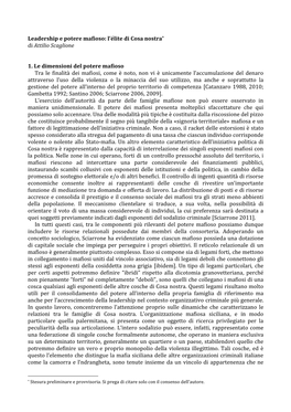 Leadership E Potere Mafioso: L’Élite Di Cosa Nostra* Di Attilio Scaglione