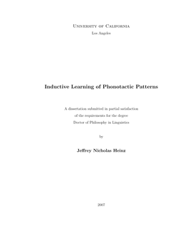 Inductive Learning of Phonotactic Patterns