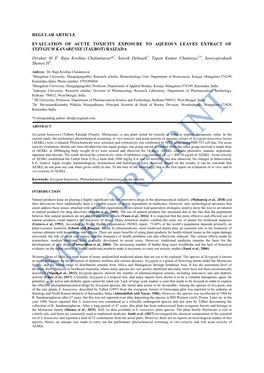 Regular Article Evaluation of Acute Toxicity Exposure