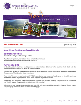 Your Divine Destination Travel Details