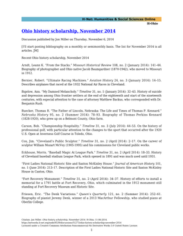 Ohio History Scholarship, November 2014