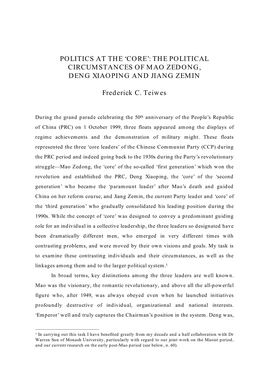 The Political Circumstances of Mao Zedong, Deng Xiaoping and Jiang Zemin