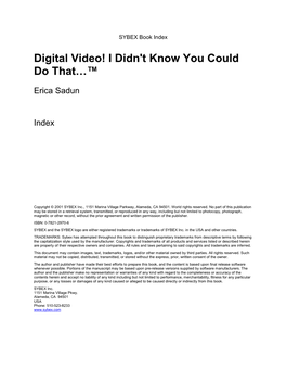 Digital Video! I Didn't Know You Could Do That…™