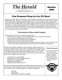 Summer 2005 Pitt Band Alumni Council Newsletter