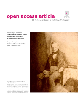 Open Access Article Eshph European Society for the History of Photography