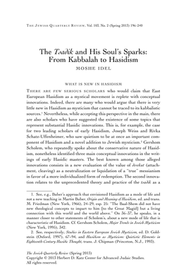 The Tsadik and His Soul's Sparks: from Kabbalah to Hasidism