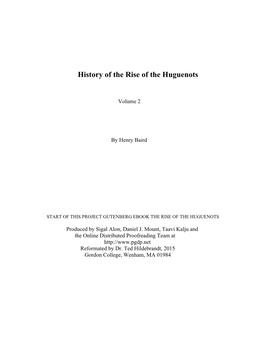 History of the Rise of the Huguenots