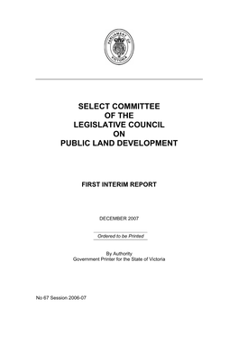 Select Committee of the Legislative Council on Public Land Development