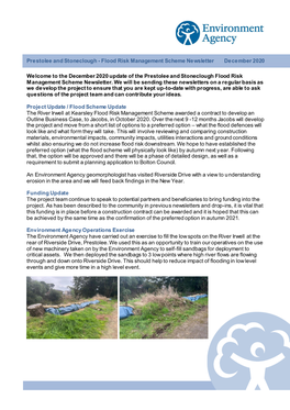 Prestolee and Stoneclough - Flood Risk Management Scheme Newsletter December 2020