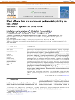 Effect of Bone Loss Simulation and Periodontal Splinting On