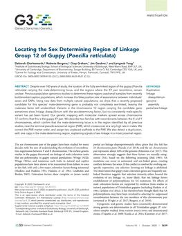 Locating the Sex Determining Region of Linkage Group 12 of Guppy (Poecilia Reticulata)