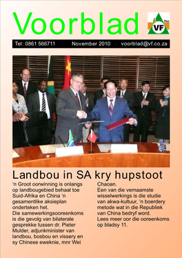 Voorblad Tel: 0861 566711 November 2010 Voorblad@Vf.Co.Za