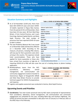 Health Situation Report 49 (Released: 1 December 2020; Report Period: 23-29 November 2020)