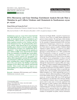 DNA Microarray and Gene Ontology Enrichment Analysis Reveals That a Mutation in Opsx Affects Virulence and Chemotaxis in Xanthomonas Oryzae Pv