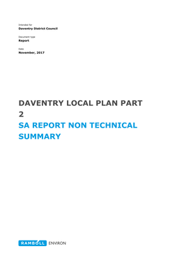 Sustainability Appraisal Report (SA Report) for the Daventry Local Plan Part 2