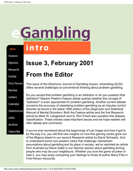 Pathological Gambling As an Addiction