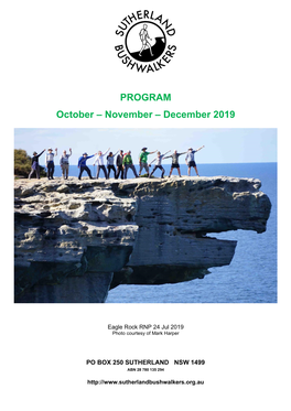 PROGRAM October – November – December 2019