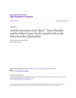 And the Showmen Cried, “Spirit!”: Harry Houdini and Sir Arthur Conan