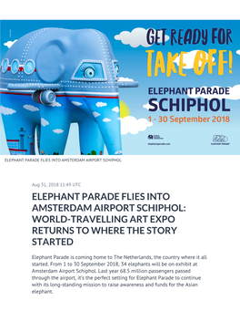 Elephant Parade Flies Into Amsterdam Airport Schiphol