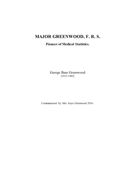 Major Greenwood, F