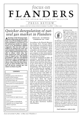 Focus on the DUTCH SPEAKING PART of BELGIUM Press Review Weekly, Does Not Appear in July • Number 17 • 4 May – 10 May 2002