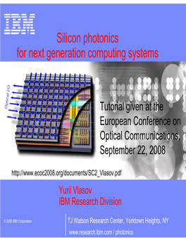Silicon Photonics for Next Generation Computing Systems