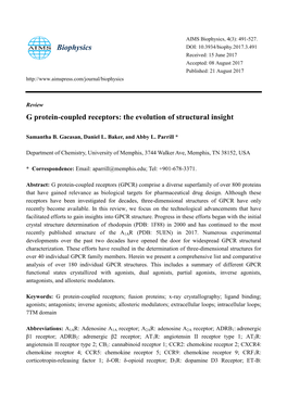 G Protein-Coupled Receptors: the Evolution of Structural Insight