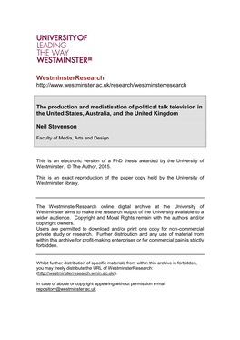 Political Talk Television in the United States, Australia, and the United Kingdom