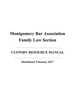 Montgomery Bar Association Family Law Section