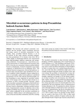 Microbial Co-Occurrence Patterns in Deep Precambrian Bedrock Fracture ﬂuids