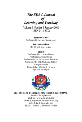 The EDRC Journal of Learning and Teaching