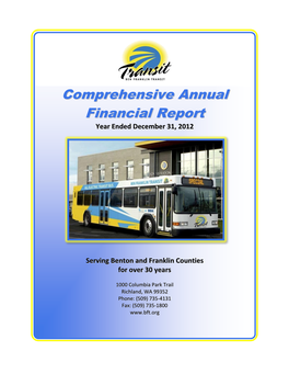 Ben Franklin Transit Comprehensive Annual Financial Report Year Ended December 31, 2012
