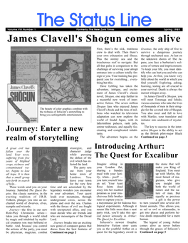 The Status Line Volume VIII Number 1 Formerly the New Zork Times Spring 1989 James Clavell's Shogun Comes Alive