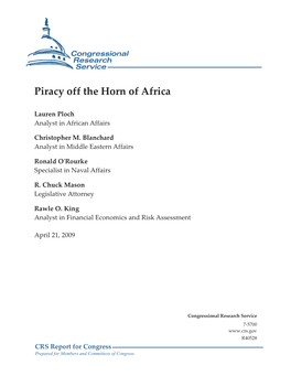 Piracy Off the Horn of Africa