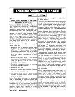 INTERNATIONAL ISSUES NORTH AMERICA USA : January 1, 1994 for Creating a Trilateral Trade Bloc in North America