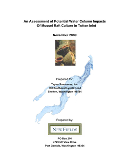 An Assessment of Potential Water Column Impacts of Mussel Raft Culture in Totten Inlet