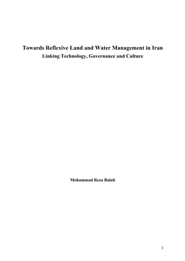 Towards Reflexive Land and Water Management in Iran Linking Technology, Governance and Culture