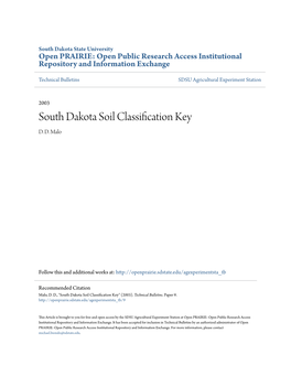 South Dakota Soil Classification Key D