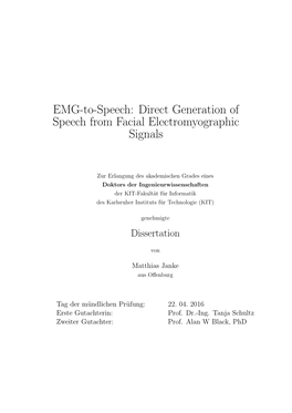 Direct Generation of Speech from Electromyographic Signals: EMG-To