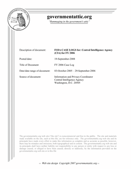 FOIA Case Logs for CIA for FY 2006