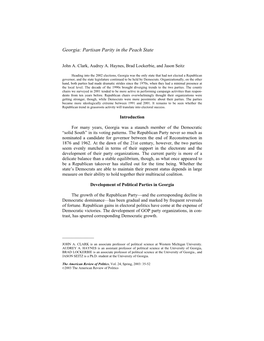 Georgia: Partisan Parity in the Peach State