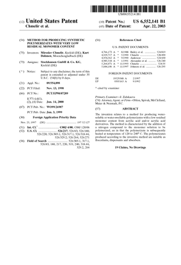 (12) United States Patent (10) Patent No.: US 6,552,141 B1 Chmelir Et Al