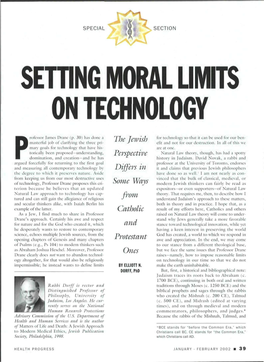 SETTING MORAL LIMITS on TECHNOLOGY Continued from Pajjc 38 Continued from Po/Fe 43