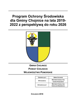 Program Ochrony Środowiska Dla Gminy Chojnice Na Lata 2019- 2022 Z Perspektywą Do Roku 2026