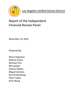 Report of the Independent Financial Review Panel