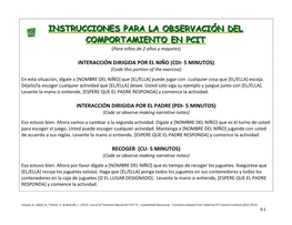 Instrucciones Para La Observación Del Comportamiento En Pcit