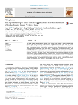 First Report of Sauropod Tracks from the Upper Jurassic Tianchihe