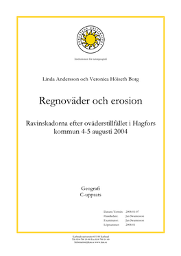 Regnoväder Och Erosion